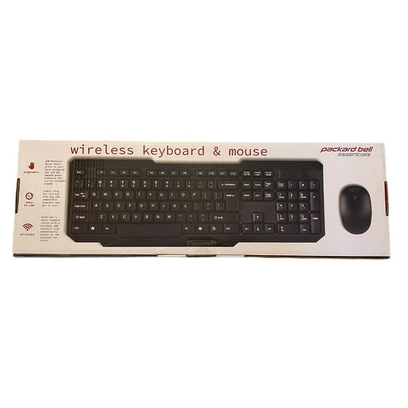 PACKARD BELL Essentials FULL-SIZE WIRELESS KEYBOARD & MOUSE COMBO PBKM1209BK - Picture 2 of 8
